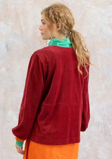 Veloursjacke „Cornus“ aus Bio-Baumwolle/Recycling-Polyester - achatrot