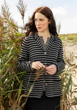 Blazer rayé et uni en maille de laine d'agneau mélangée - noir/gris cendré foncé chiné