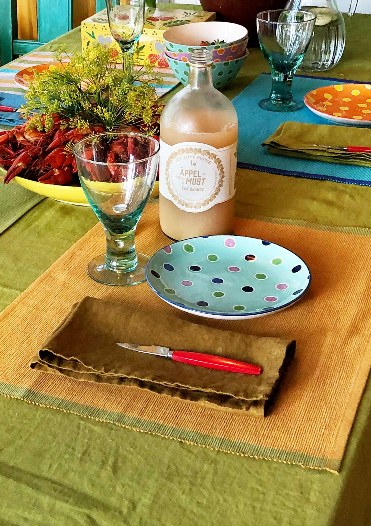 Set de table  Feliz  en lin/coton moutarde thumbnail