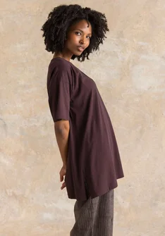 Trikåtunika ”Himla” i ekologisk bomull - mörk aubergine