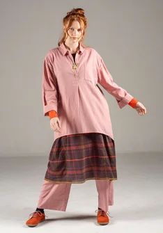 Gewebte Hemdbluse aus Bio-Baumwolle/Leinen - kalkrosa