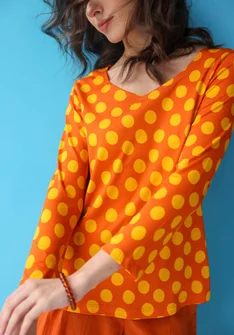 Top "Aina" en jersey de coton biologique/modal - églantine/jaune soleil