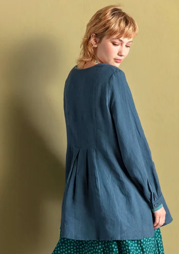 Vävd blus "Fiona" i lin - indigo
