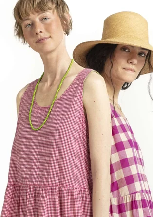 Robe "Check" en tissu de coton biologique - pivoine foncé