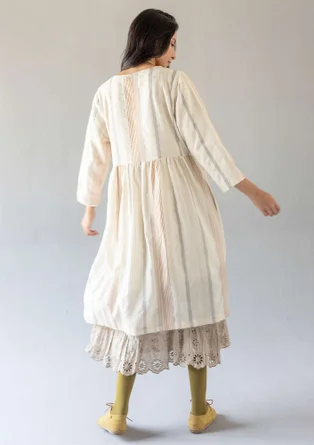 Jurk "Ketchi" van geweven wol/katoen - oester