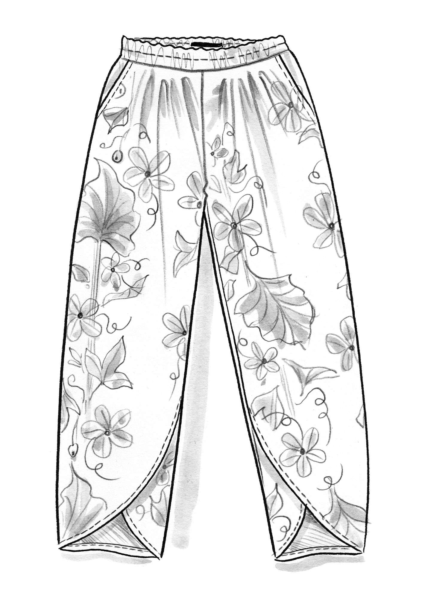 Vevd bukse «Gurka» i økologisk bomull / lin kittgrå