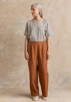 “Esme” woven organic cotton/linen trousers - acorn