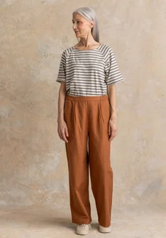 “Esme” woven organic cotton/linen trousers - acorn