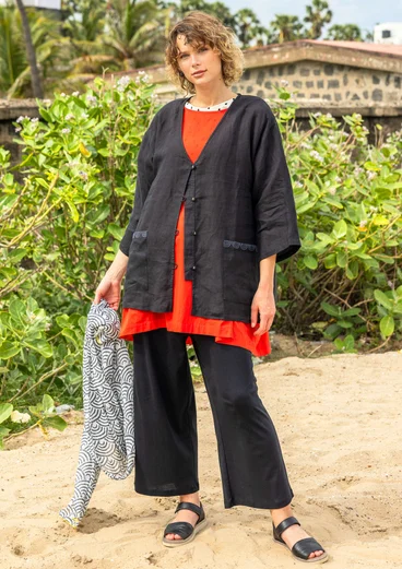 Solid-colour organic cotton jersey trousers - black