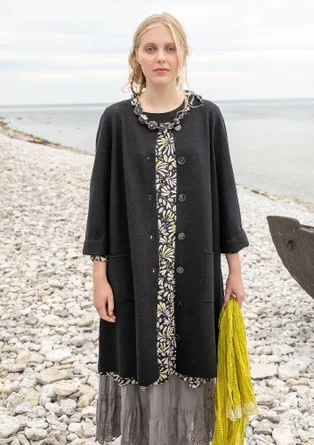 Coatigan in felted organic wool - black