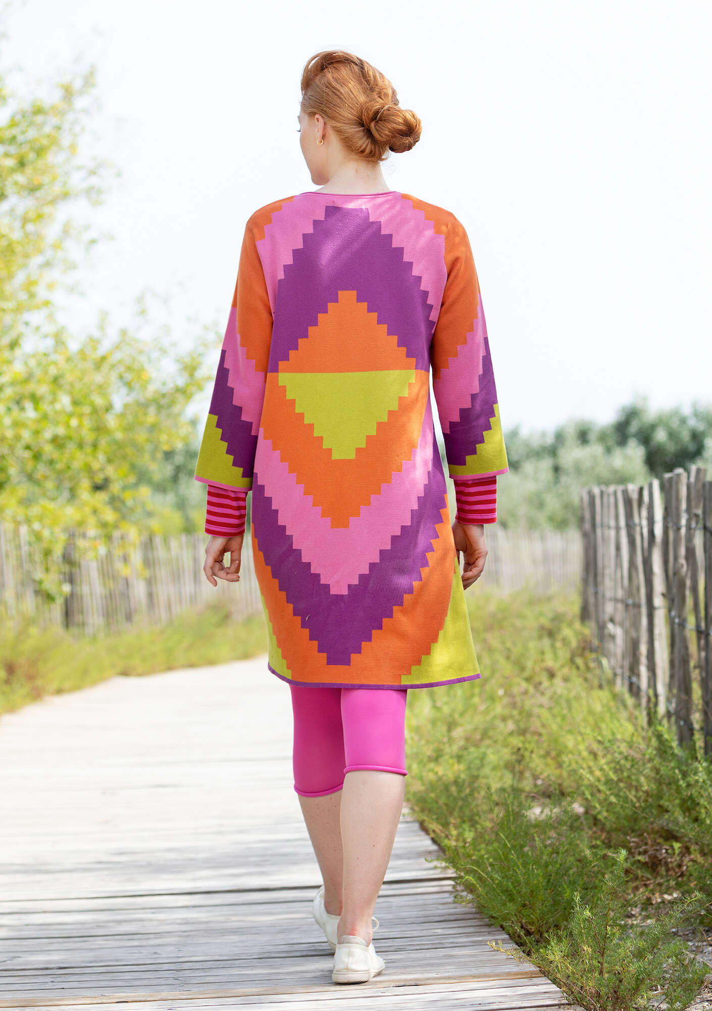“Cape” knit dress in organic cotton mountain ash