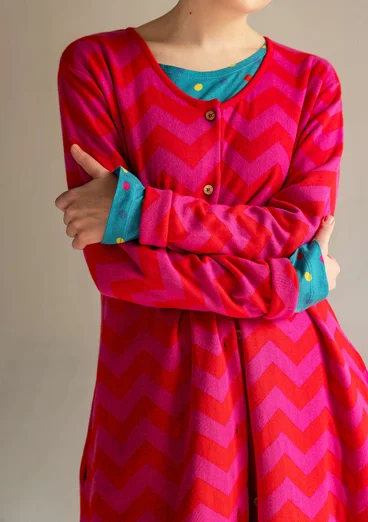 Gemusterte Strickjacke „Zigzag“ aus Bio-Baumwolle - hibiskus