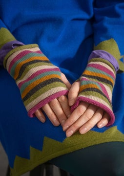 Wool/cotton fingerless gloves multicoloured