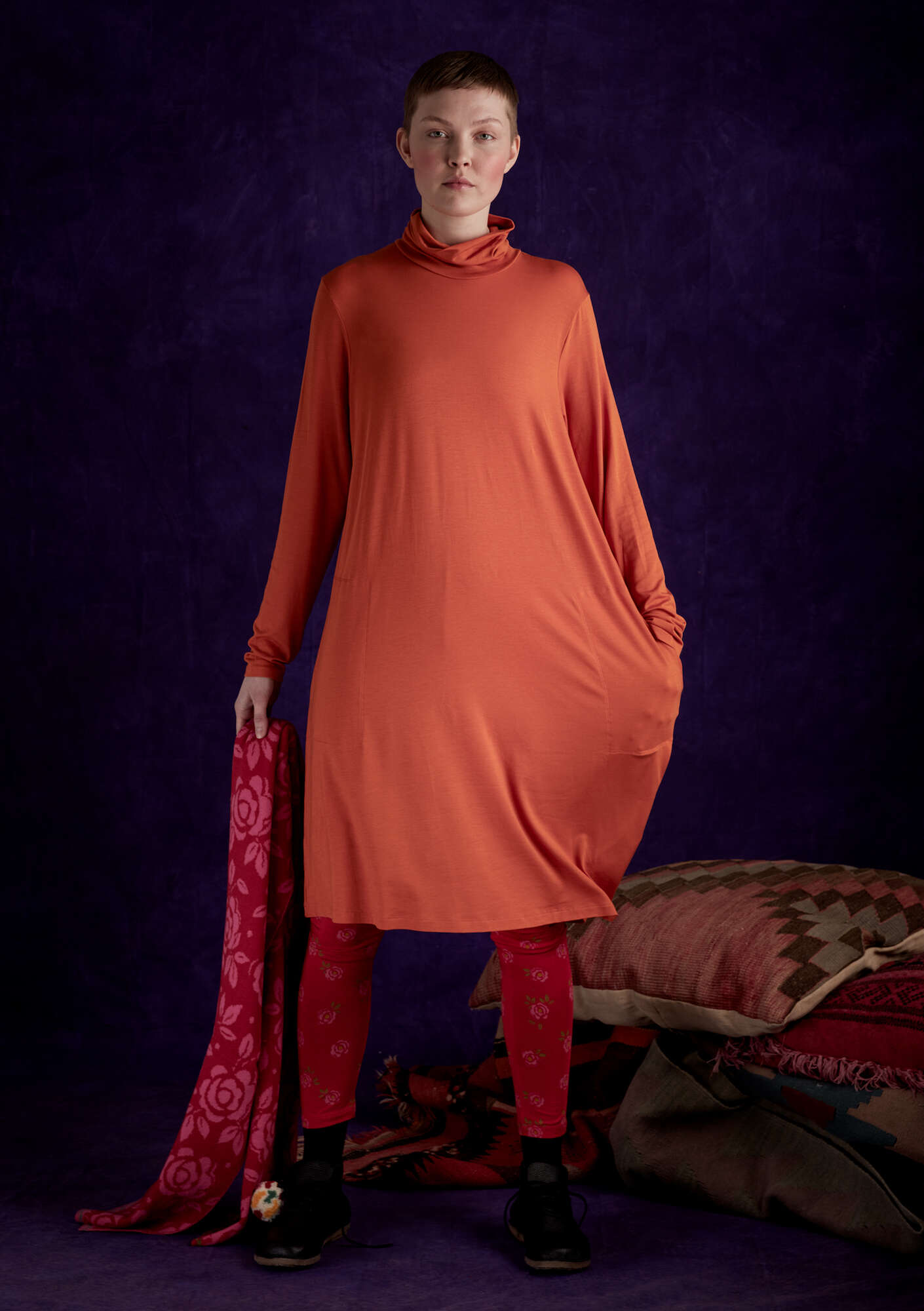 Tricot jurk  Öland  van lyocell/elastaan gebrand oranje