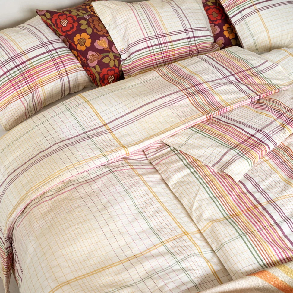 “Rainbow” organic cotton duvet cover - elderflower