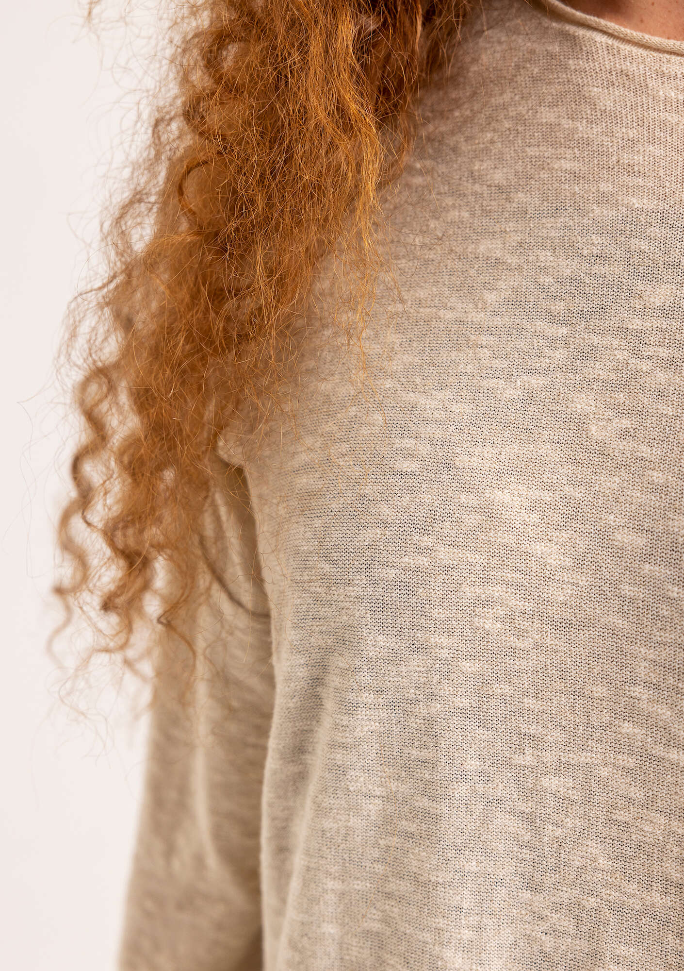Knit long sweater in linen/organic cotton undyed