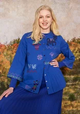 Bestickte Bluse „Skåne“ aus Bio-Baumwolle - brillantblau