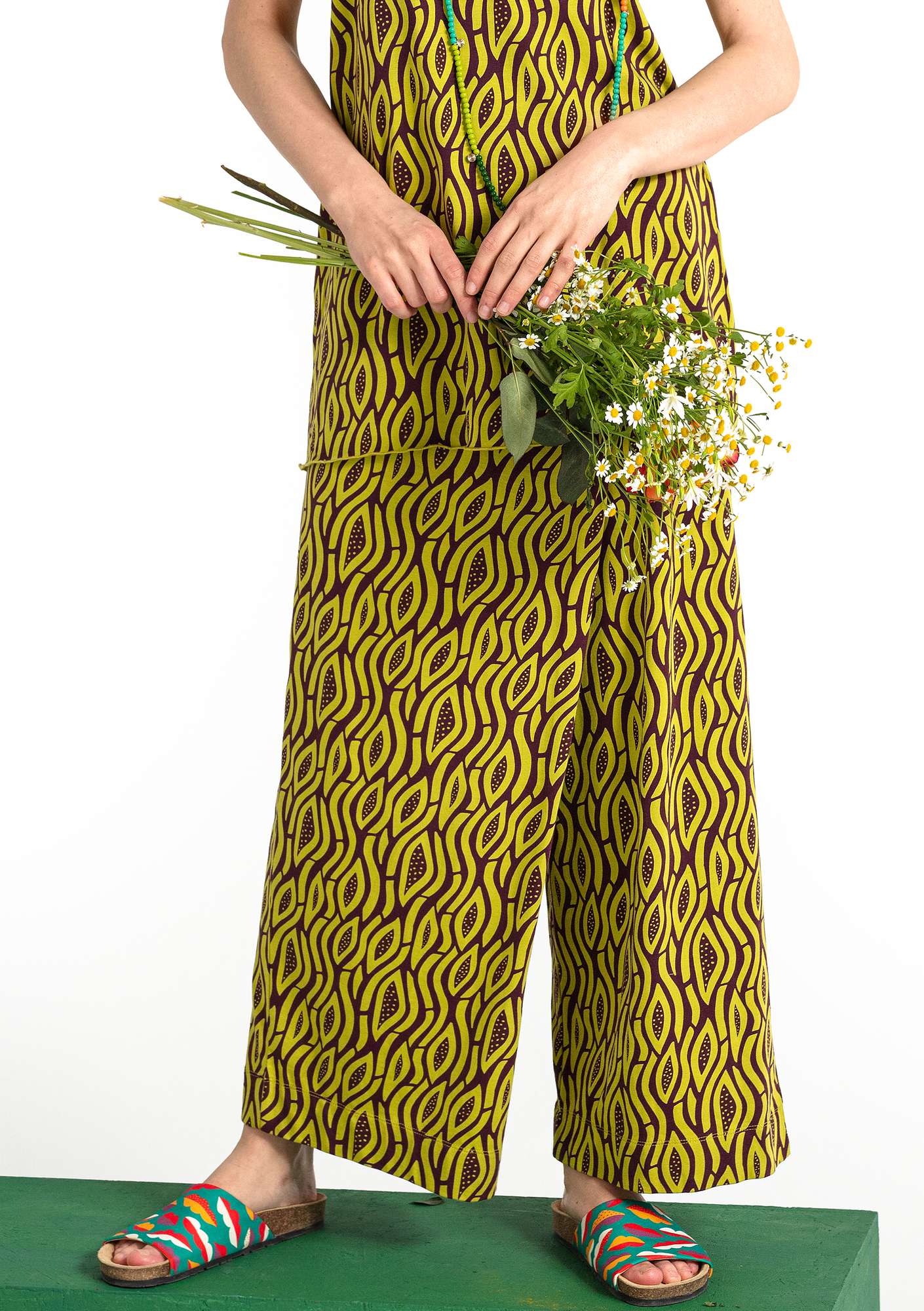 Pantalon  Zebra  en jersey de coton biologique/modal/élasthanne vert feuille thumbnail