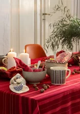 “Alaska Sky” organic cotton tablecloth - poppy