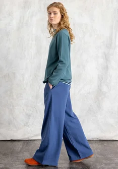 Organic cotton jersey trousers - mountain blue