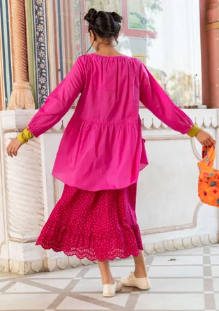 “Insta” organic cotton smock blouse - hibiscus