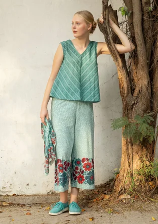Pantalon "Kirana" en jersey de coton biologique - céladon