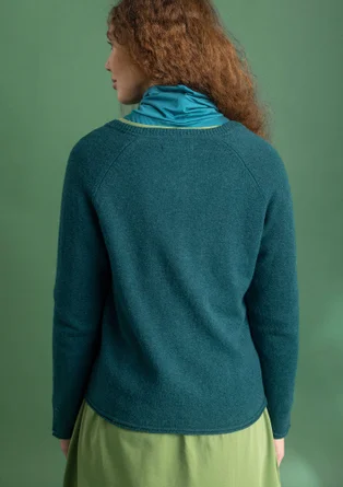 Cardigan in wool - dark jade