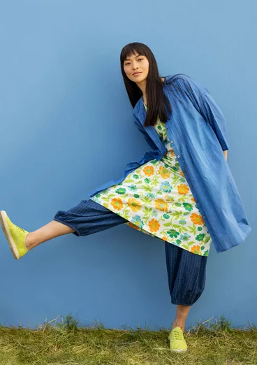 Vevd kjole «Serafina» i økologisk bomull - linblå