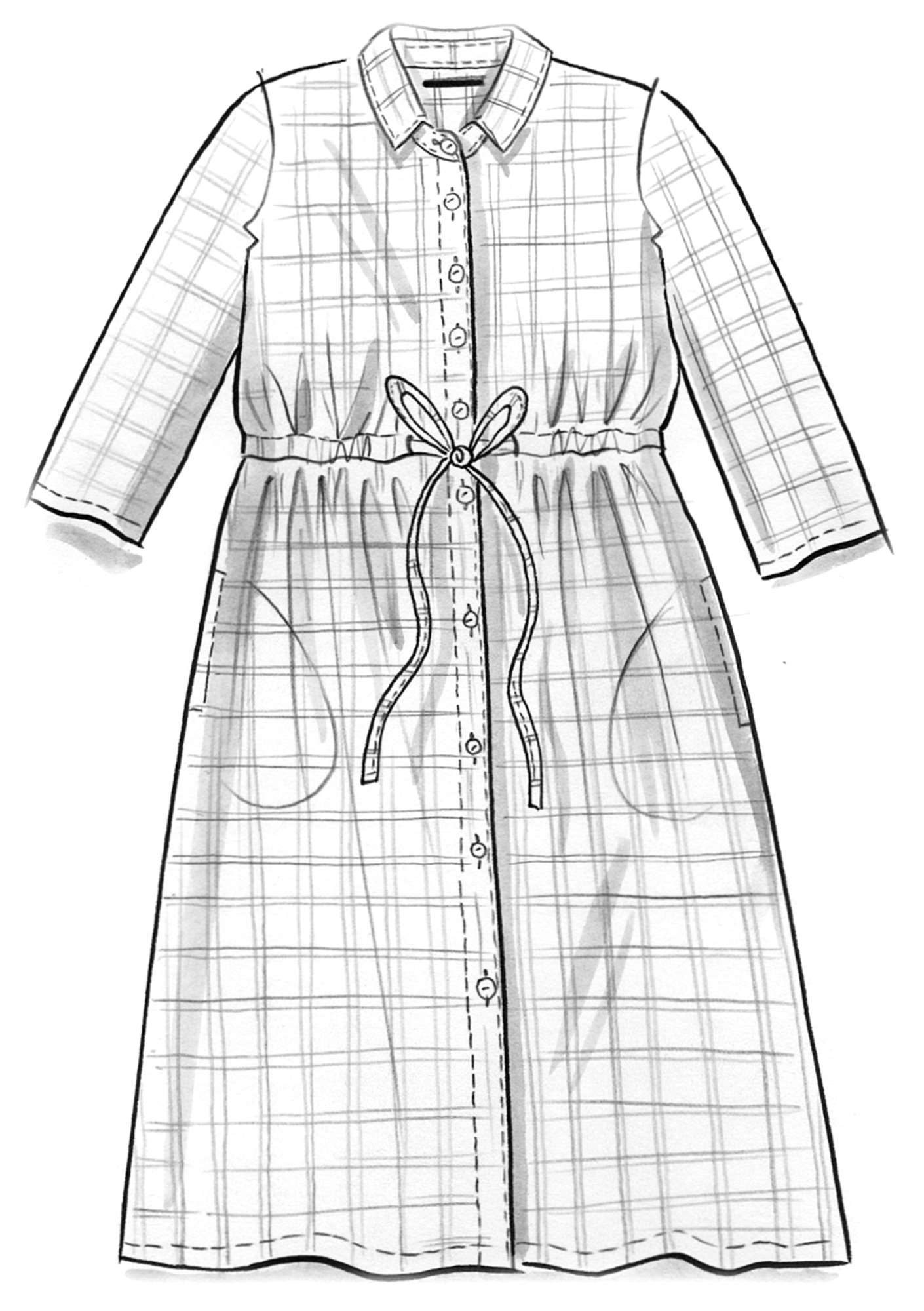Geweven jurk van biologisch katoen/linnen