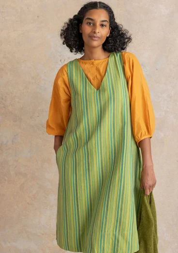 “Esme” woven organic cotton/linen dress - kiwi/stripe