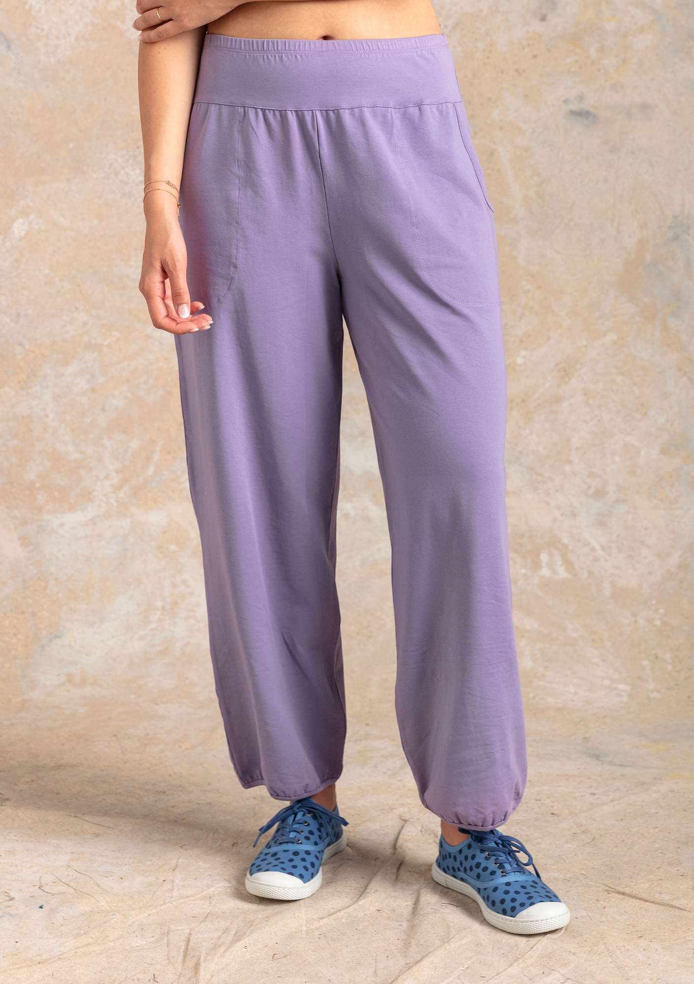 Solid-colored jersey pants hyacinth