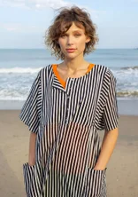 “Reflexions” woven organic cotton dress - black/light ecru