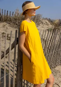 Jersey tunic in organic cotton/linen - dandelion
