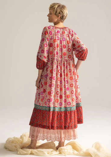“Suzani” woven dress in organic cotton - pale powder pink