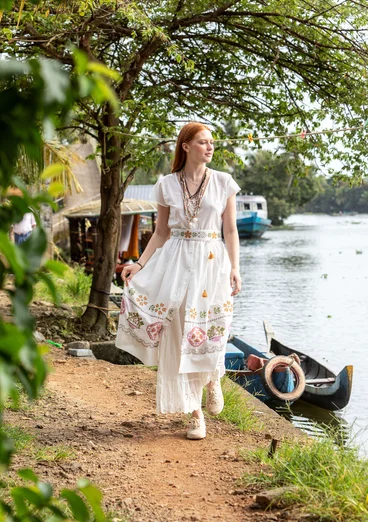 Ceinture "Cross" en coton biologique - blanc cassé