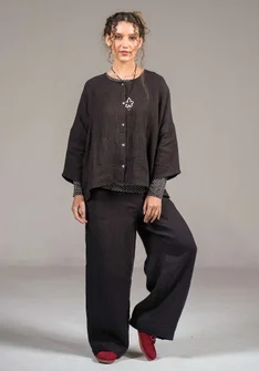 Webhose „Bodil“ aus Leinen - schwarz