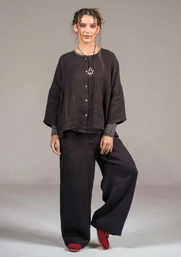 Pantalon "Bodil" en lin tissé - noir