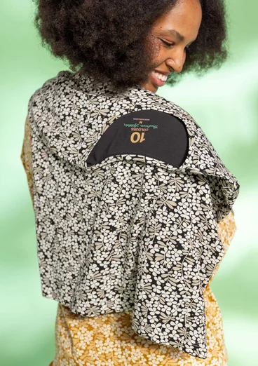 Tricot top "Ylva" van biologisch katoen/elastaan - zwart/dessin