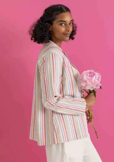 “Esme” woven organic cotton/linen jacket - multicoloured/striped