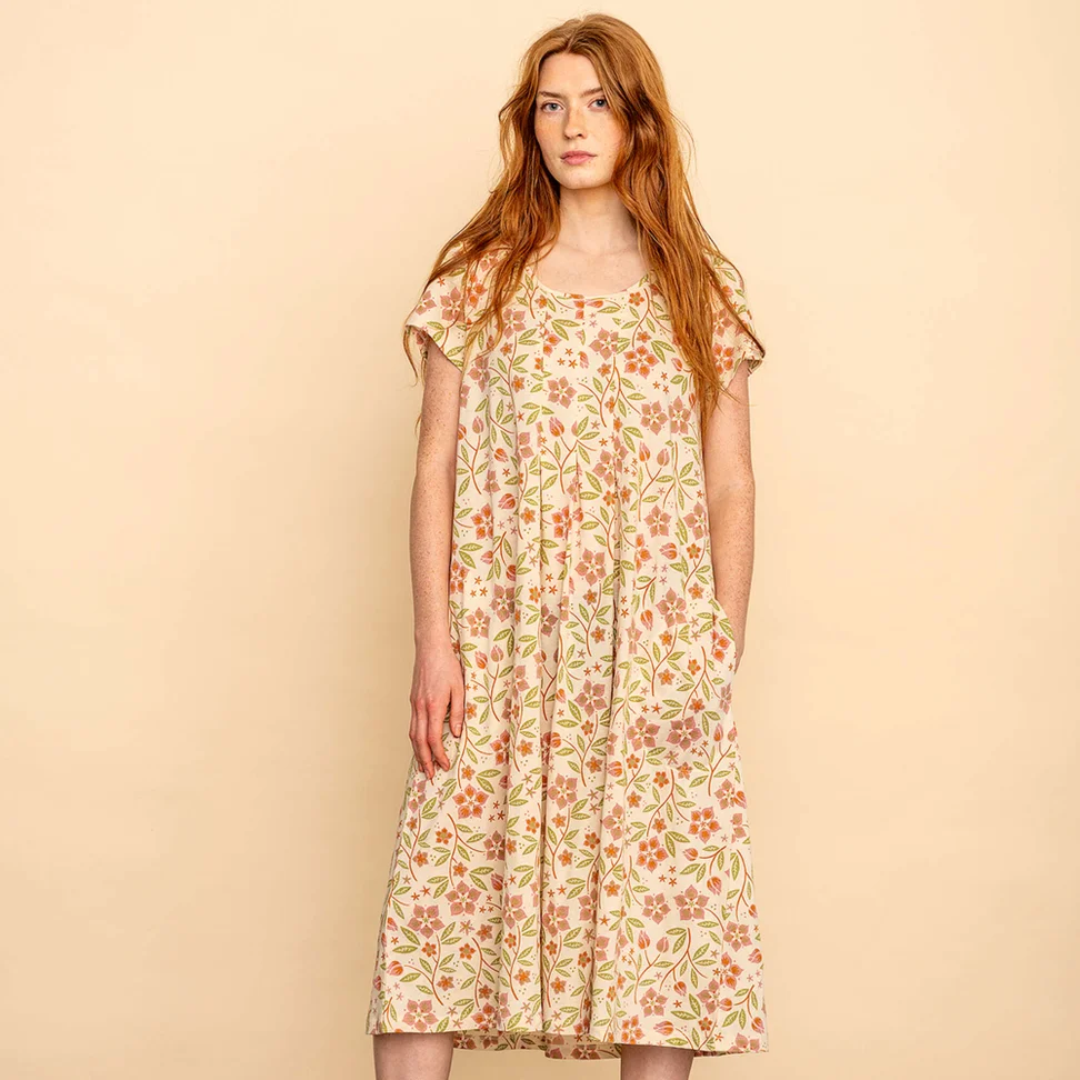 “Primrose” jersey dress in organic cotton - light sand