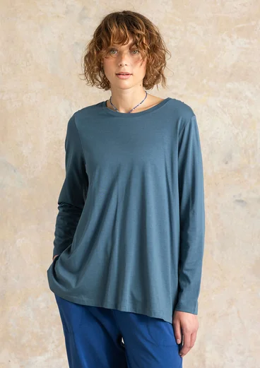 Tunique rayée/unie "Ellen" en jersey de coton biologique/modal - indigo vert