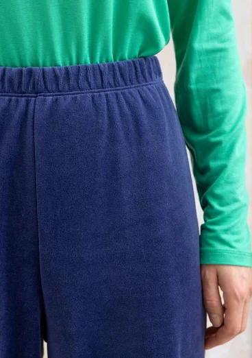 “Cornus” velour pants in organic cotton/recycled polyester - violet