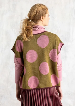 Strickpullunder „Rut“ aus Bio-/Recycling-Baumwolle - dunkelolive-punkte