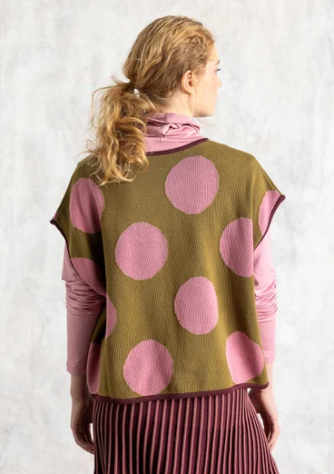 Strickpullunder „Rut“ aus Bio-/Recycling-Baumwolle - dunkelolive-punkte