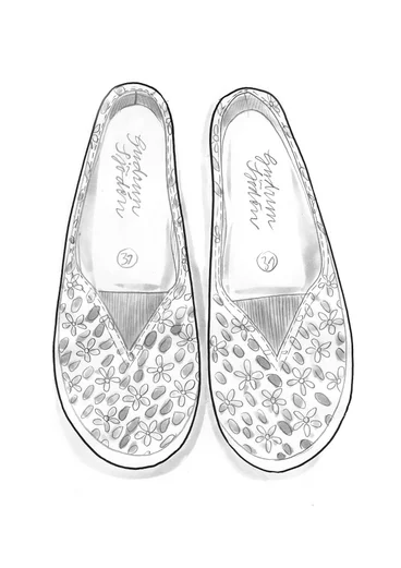 “Jane” cotton fabric flats - ecru