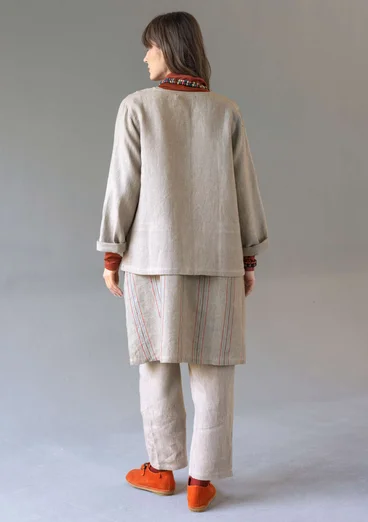 Garment-washed woven linen jacket - dark natural