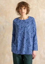 Gemustertes Shirt „Timmer“ aus Bio-Baumwolle/Modal - meeresblau