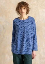 Gemustertes Shirt „Timmer“ aus Bio-Baumwolle/Modal - meeresblau