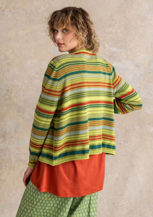 Cardigan "Esme" i økologisk/genanvendt bomuld - grøn peber/stribet