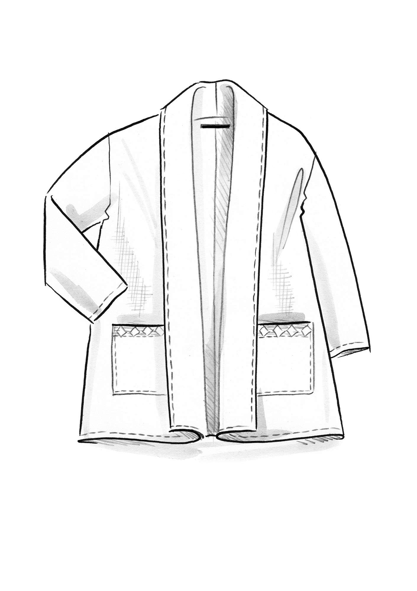 Veste kimono en coton biologique/lin naturel foncé